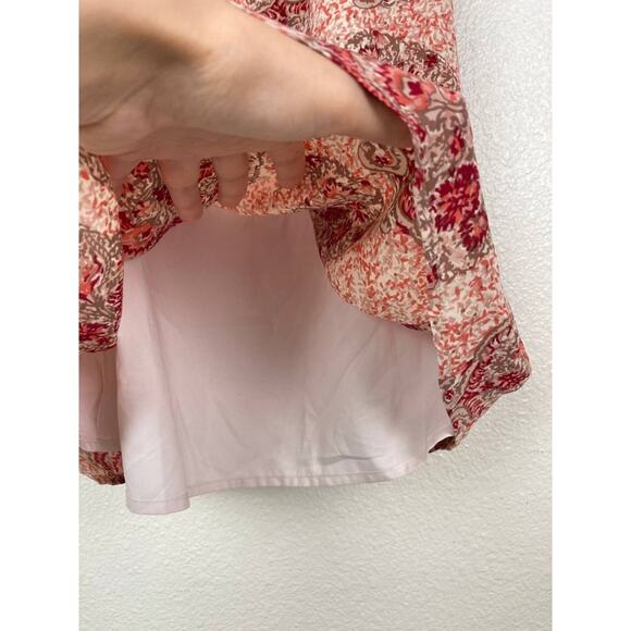 Madewell Silk Dress Medium Pink Red Paisley Off Shoulder Cold Shoulder Paisley - Picture 8 of 10